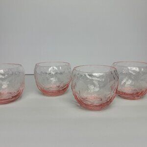 Vintage Barware West Virginia Glass Seneca Driftwood Pink Glass Set of 4